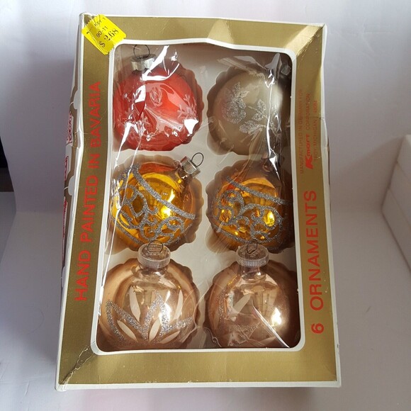 6 Vintage Glass Christmas Ornaments with Glitter Rauch German Misc - Picture 2 of 10